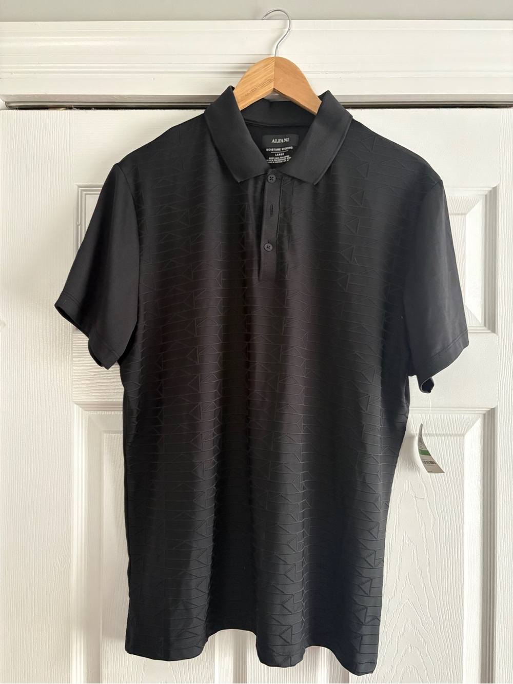 Alfani Black Men’s Polo with Subtle Geometric Texture